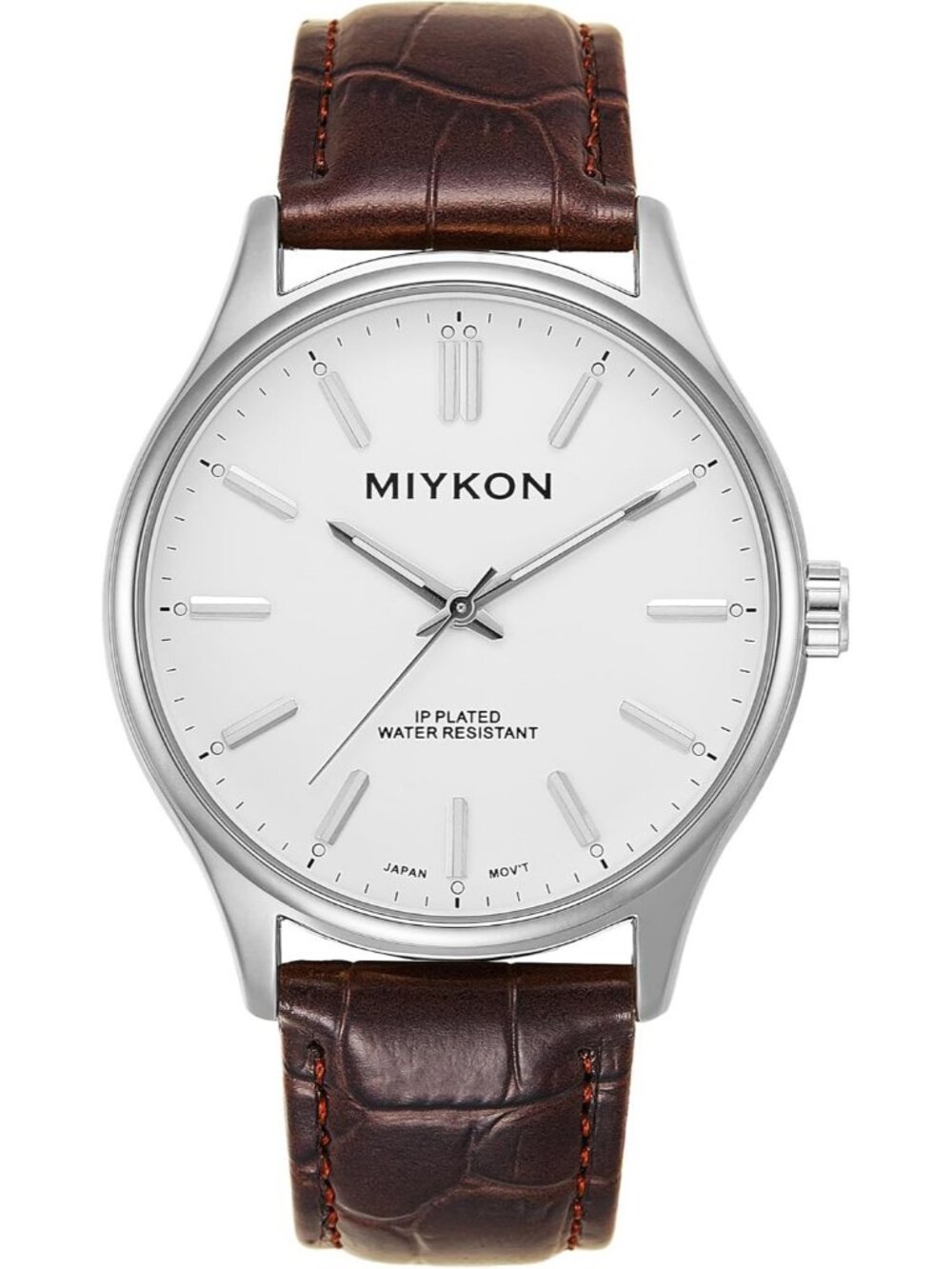 Men's Brown And Silver Analog Leather Strap Ultra-Thin Waterproof Classic Watch
